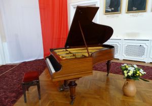 Koncertom w Sali trójkątnej Pałacu Sułkowskich we Włoszakowicach od kilkunastu lat służy wyremontowany fortepian Bechstein z 1919 r. Fot. Amadeusz Apolinarski.